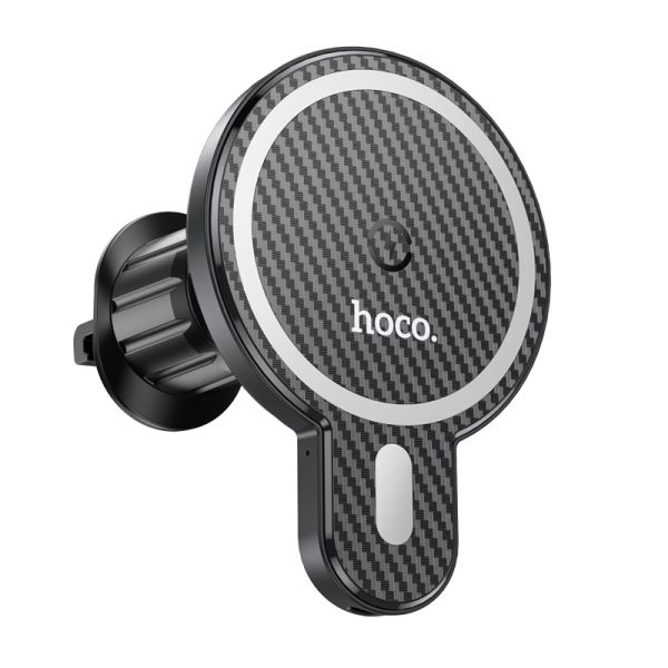 Автотримач для телефона з БЗП HOCO CA85 Ultra-fast magnetic wireless charging car holder Black (6931474745484)