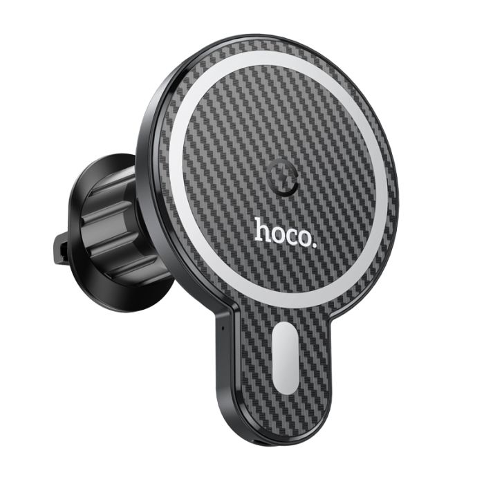 Автотримач для телефона з БЗП HOCO CA85 Ultra-fast magnetic wireless charging car holder Black (6931474745484)