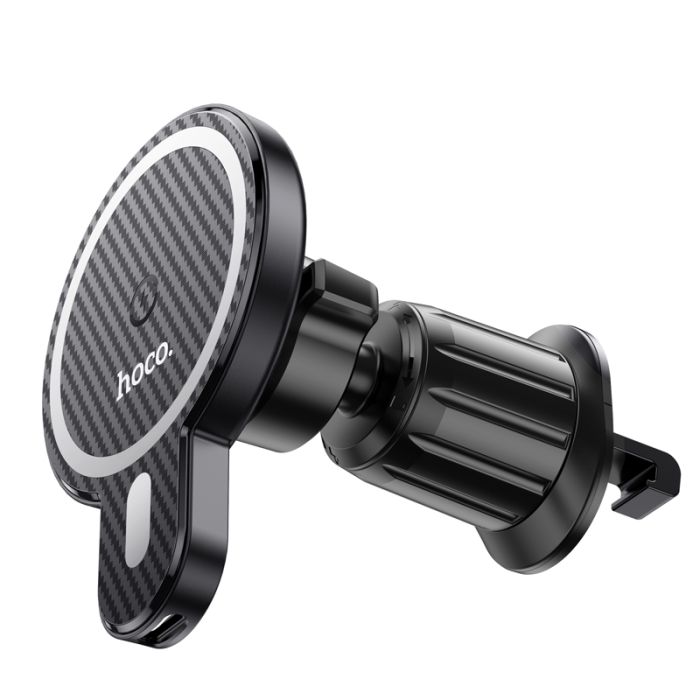 Автотримач для телефона з БЗП HOCO CA85 Ultra-fast magnetic wireless charging car holder Black (6931474745484)