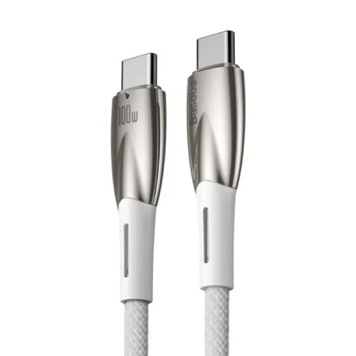 Кабель Baseus Glimmer Series Fast Charging Data Cable Type-C to Type-C 100W 1m White (CADH000702)