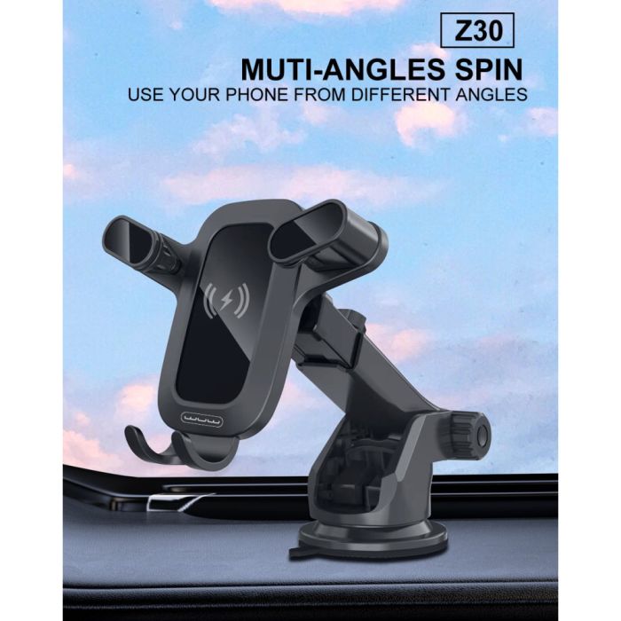 Автотримач для телефона з БЗП WUW-Z30 Black (6972573336265)
