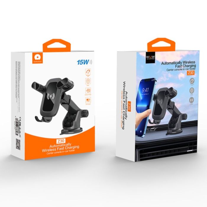 Автотримач для телефона з БЗП WUW-Z30 Black (6972573336265)