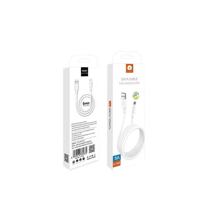 Кабель WUW-X168 USB Type-C  5А white (6972573331635)