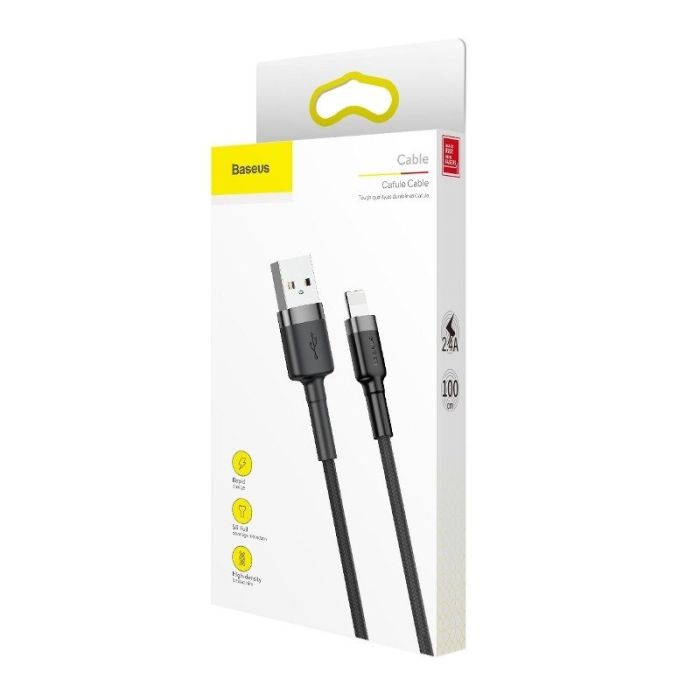 Кабель Baseus Cafule Cable USB For Lightning 2.4A 1m Gray+Black (CALKLF-BG1)