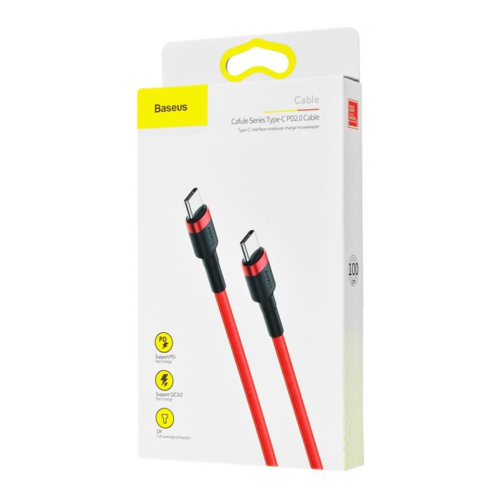 Кабель Baseus Cafule USB Cable Type-C-Type-C 3A 1m Red (CATKLF-G09)