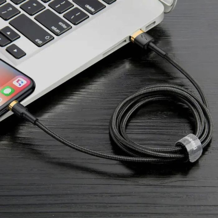 Кабель Baseus Cafule Cable USB For Lightning 2.4A 1m Gold+Black (CALKLF-BV1)