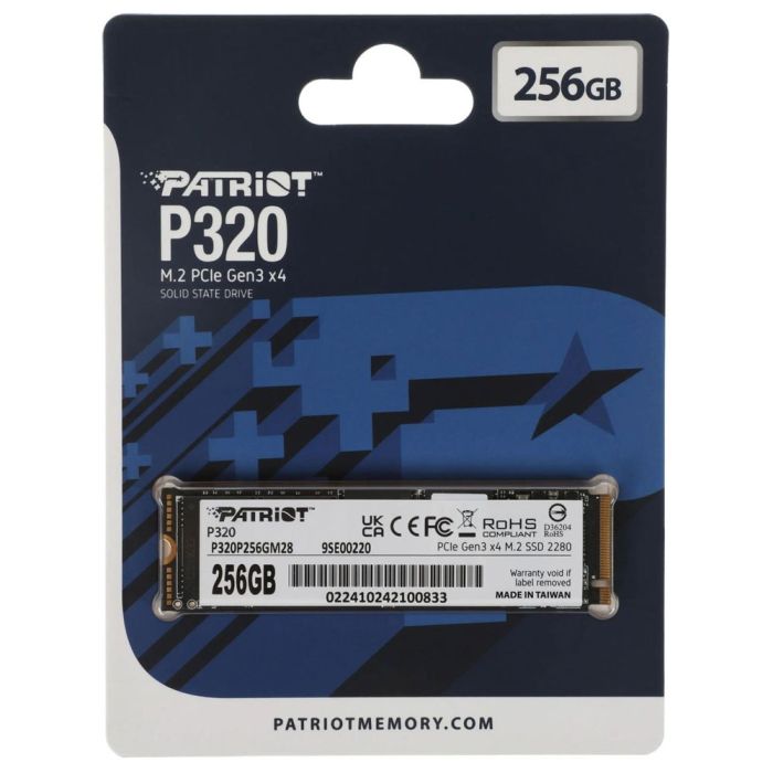 Накопичувач SSD M.2 Patriot P320 256GB NVMe 2280 Gen3.0 x4 3D TLC (P320P256GM28)