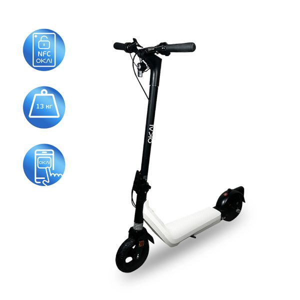 Електросамокат OKAI Zippy ES50С Black 8" 250W/500W, 5.2Ah, 20 km, 25 km/h, 10°, 13.5 kg (ES50C-B)