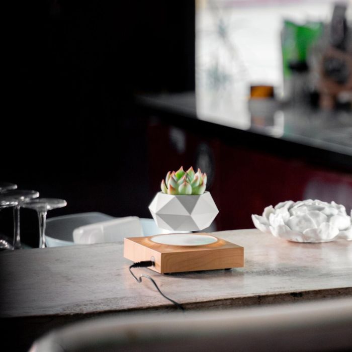 Магнітний левітаційний горщик для рослин HCNT Magnetic Levitating Pot M10-FP  Wood Grain (SIM10-FP)