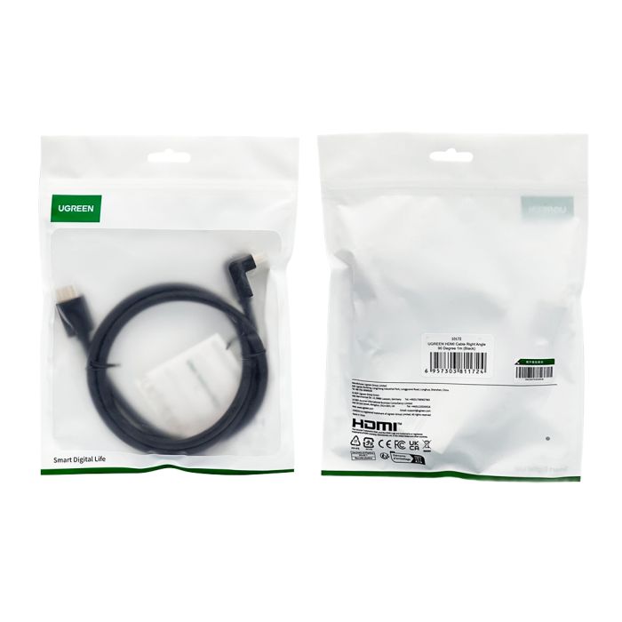 Кабель UGREEN HDMI 4K Cable Male to Male 90 Degree Black 1m (UGR-10172)