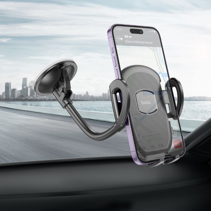 Автотримач для телефона HOCO H10 General car holder(windshield) Black (6931474791580)