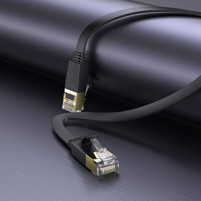 Мережевий кабель HOCO US07 General pure copper flat network cable(L=1M) Black (6931474780683)
