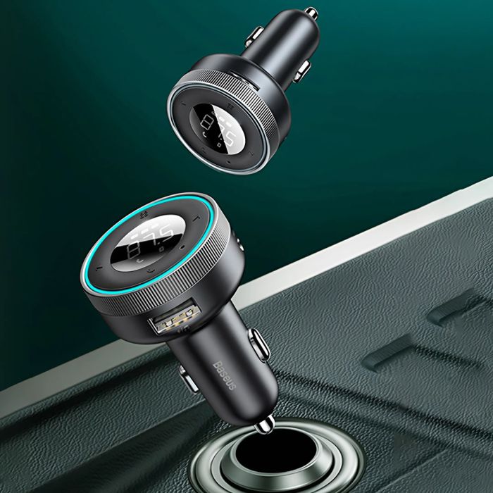 АЗП з FM-модулятором Baseus Enjoy Car Wireless MP3 Charger (Wireless 5.0+5V/3.4A) Black (CCLH-01)
