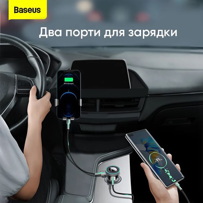 АЗП з FM-модулятором Baseus Enjoy Car Wireless MP3 Charger (Wireless 5.0+5V/3.4A) Black (CCLH-01)