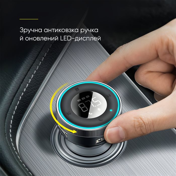 АЗП з FM-модулятором Baseus Enjoy Car Wireless MP3 Charger (Wireless 5.0+5V/3.4A) Black (CCLH-01)