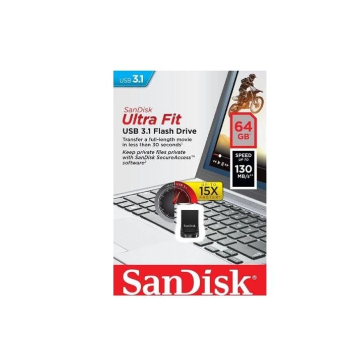 Флеш-накопичувач SanDisk USB 3.1 Ultra Fit 64Gb (130Mb/s) Black (SDCZ430-064G-G46)