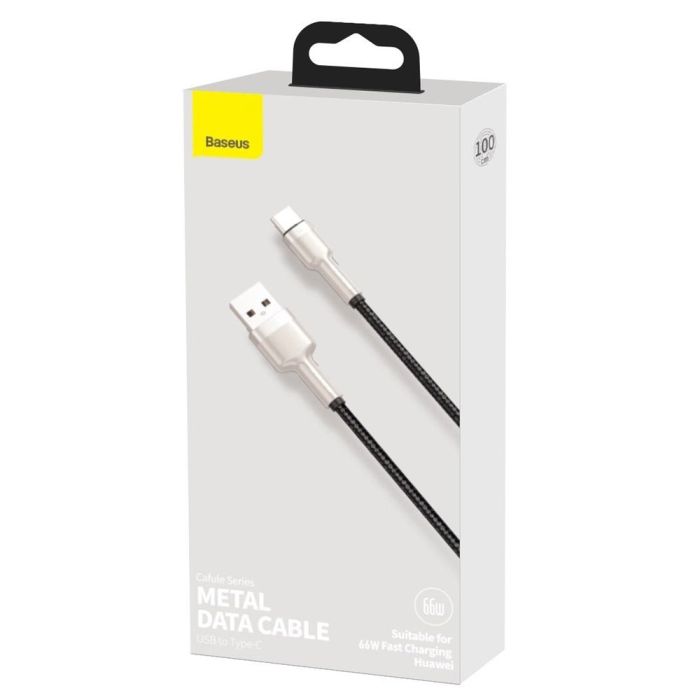 Кабель Baseus Cafule Series Metal Data Cable USB to Type-C 66W 1m Black (CAKF000101)