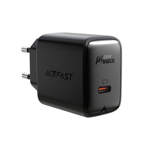 Мережевий зарядний пристрій ACEFAST A1 PD20W single USB-C charger Black (6974316280033)