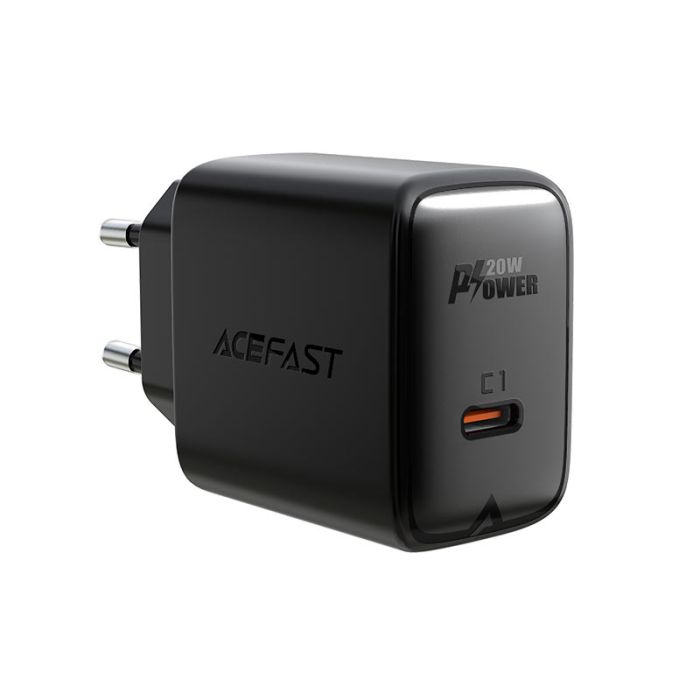 Мережевий зарядний пристрій ACEFAST A1 PD20W single USB-C charger Black (6974316280033)