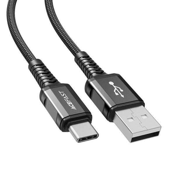 Кабель ACEFAST C1-04 USB to Type-C 3A, 1.2m, nylon aluminum connectors, Black (6974316280545)