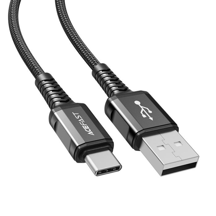 Кабель ACEFAST C1-04 USB to Type-C 3A, 1.2m, nylon aluminum connectors, Black (6974316280545)