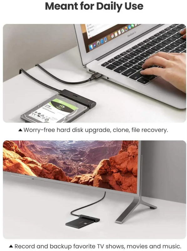 Зовнішня кишеня для накопичувача UGREEN CM321 USB-A to 2.5-Inch SATA Converter 50cm (UGR-70609) (UGR-70609)