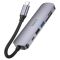 USB-хаб HOCO HB28 Type-C multi-function converter(HDTV+USB3.0+USB2.0+SD+TF+PD) Metal Gray (6931474769336)