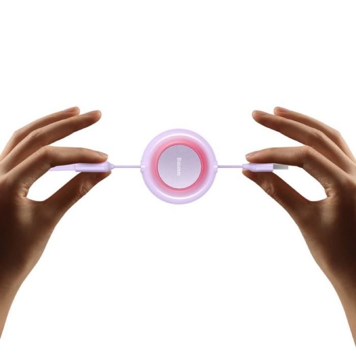 Кабель Baseus Bright Mirror 2 Series Retractable 3-in-1 Fast Charging  Data Cable USB to M+L+C 3.5A 1.1m Purple (CAMJ010005)