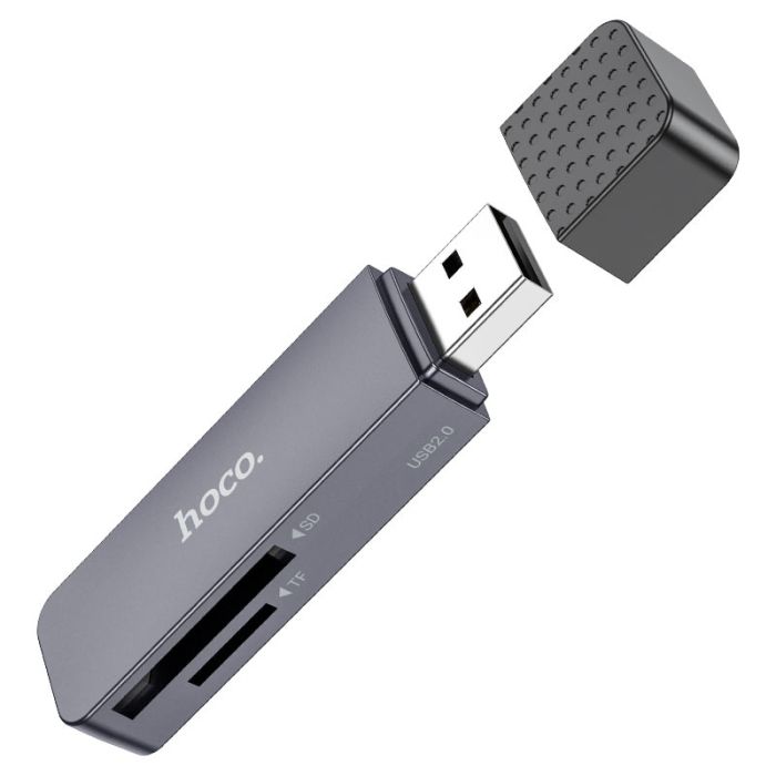 Кардрідер HOCO HB45 Spirit 2-in-1 USB 2.0 card reader Metal Gray (6942007620499)