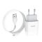 Мережевий зарядний пристрій з кабелем HOCO C73A Glorious dual port charger set (iP)(EU) White (6931474713056)