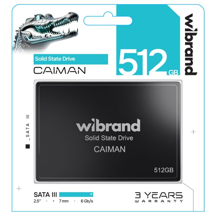 Накопичувач SSD Wibrand Caiman 512GB 2.5" 7mm SATAIII Standard (WI2.5SSD/CA512GBST)
