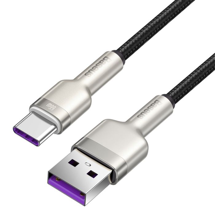Кабель Baseus Cafule Series Metal Data Cable USB to Type-C 66W 0.25m Black (CAKF000001)