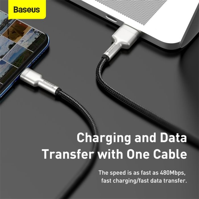 Кабель Baseus Cafule Series Metal Data Cable USB to Type-C 66W 0.25m Black (CAKF000001)