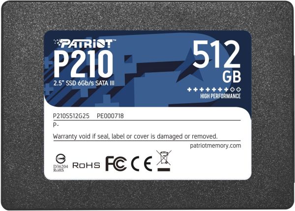 Накопичувач SSD Patriot P210 512GB 2.5" 7mm SATAIII 3D QLC (P210S512G25)