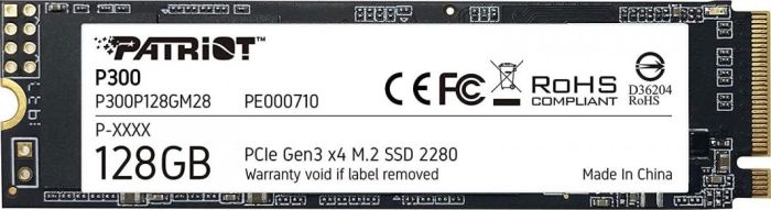 Накопичувач SSD M.2 Patriot P300 128GB NVMe 2280 PCIe 3.0 3D TLC (P300P128GM28)