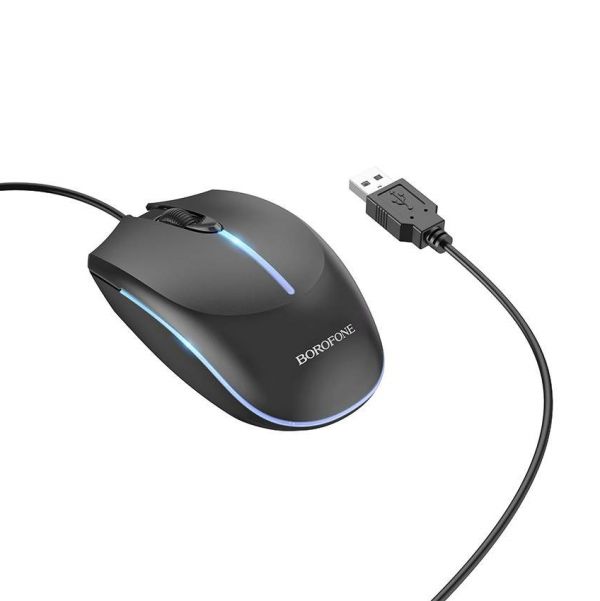 Миша BOROFONE BG10 Soaring game luminous wired mouse Black (6941991102745)