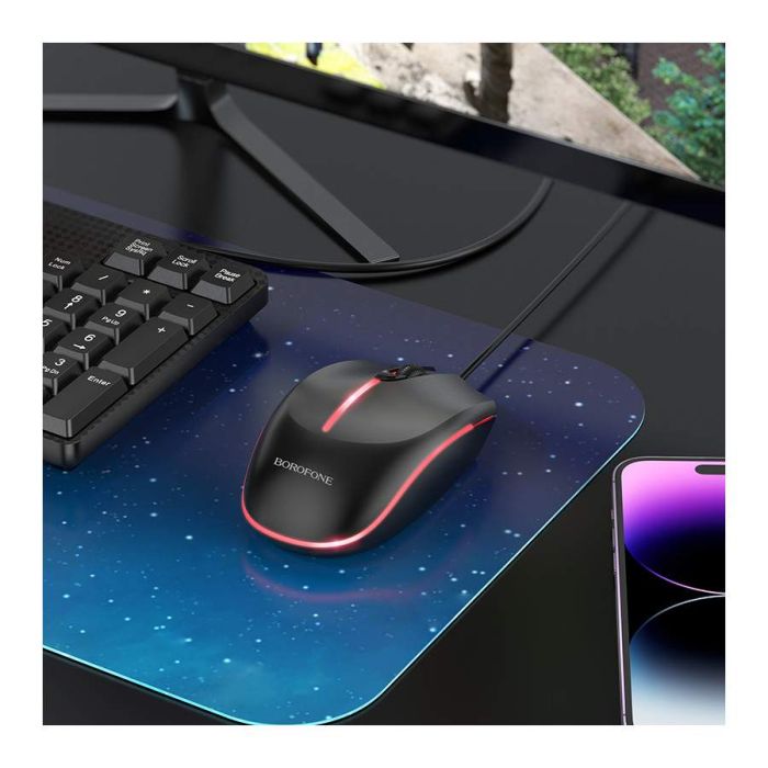 Миша BOROFONE BG10 Soaring game luminous wired mouse Black (6941991102745)