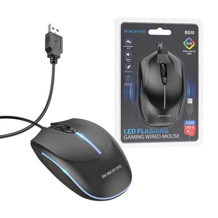 Миша BOROFONE BG10 Soaring game luminous wired mouse Black (6941991102745)