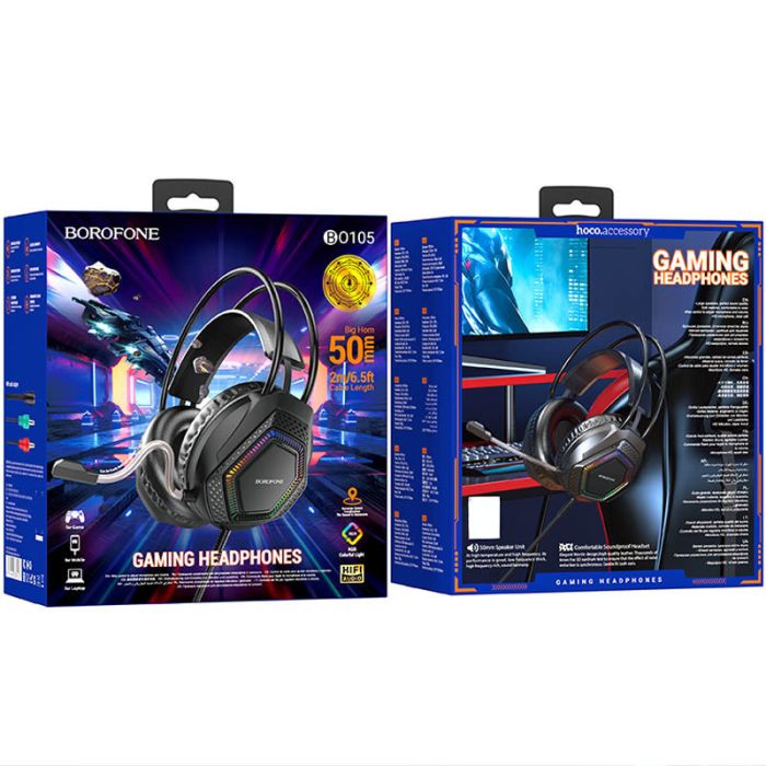 Навушники ігрові BOROFONE BO105 Thunder gaming headphones Black (6974443389227)