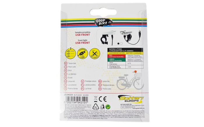 Ліхтарик акумуляторний світлодіодний з USB 2 LED "GOOD BIKE" 3 режима (94319-IS)