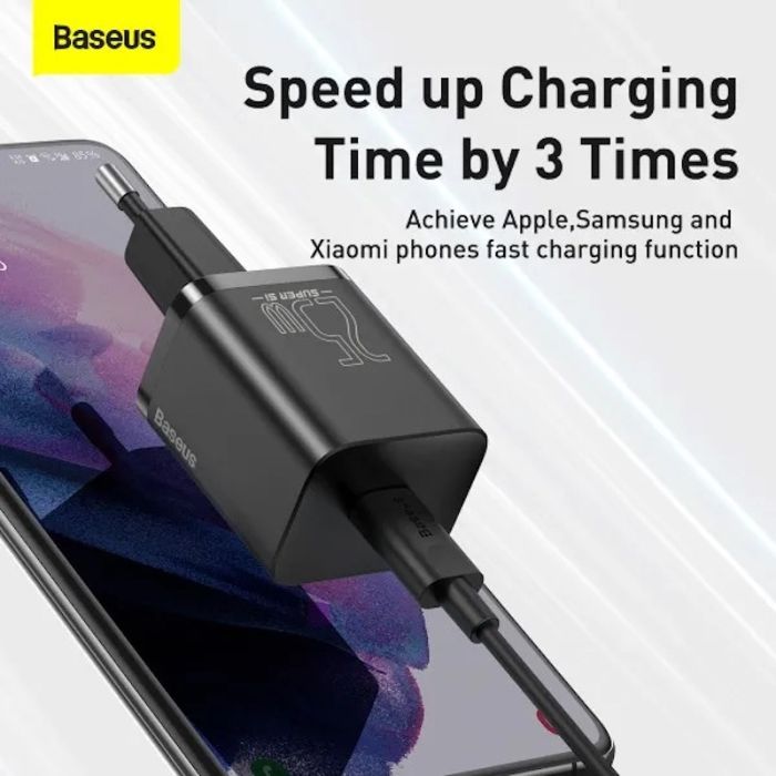 Мережевий зарядний пристрій Baseus Super Si Quick Charger 1C 25W EU Black (CCSP020101)