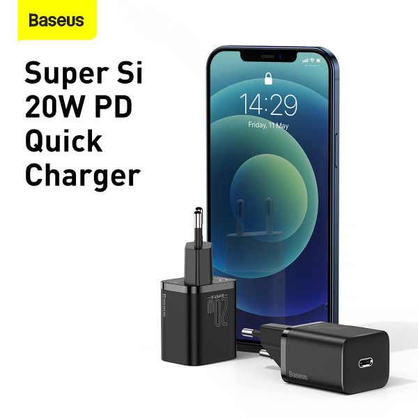 Мережевий зарядний пристрій Baseus Super Si Quick Charger 1C 20W EU Black (CCSUP-B01)
