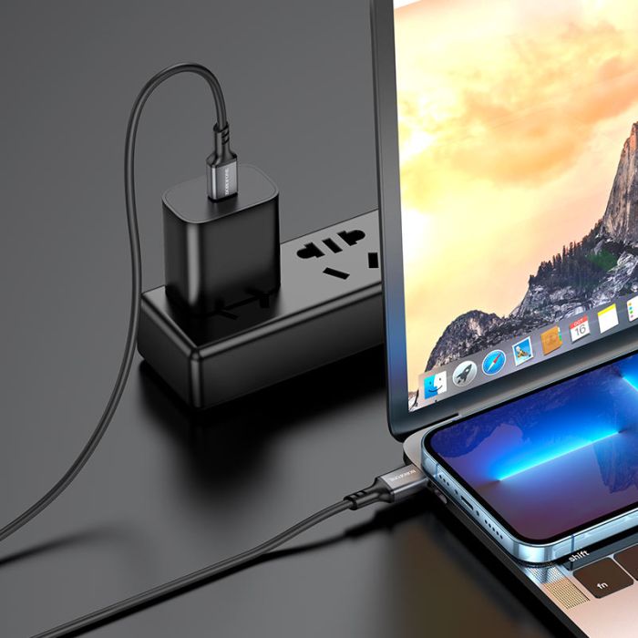 Кабель BOROFONE BX83 Type-C to Type-C Famous 60W silicone charging data cable Black (6974443386448)
