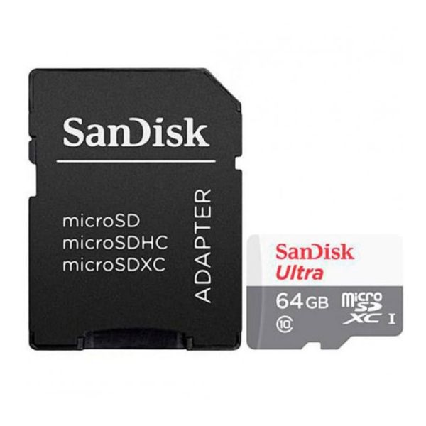 Карта пам'яті microSDXC (UHS-1) SanDisk Ultra 64Gb class 10 A1 (100Mb/s) (adapter SD) (SDSQUNR-064G-GN3MA)