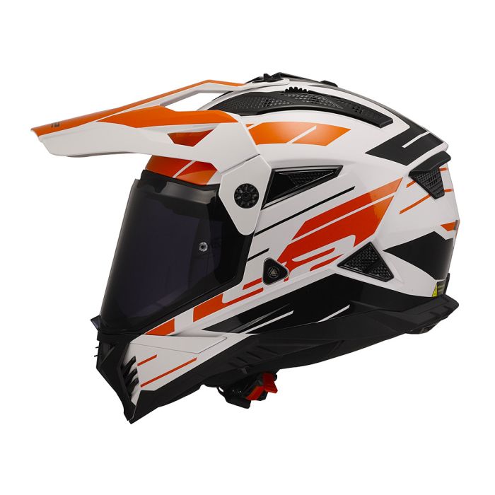 Мотошолом LS2 MX702 Pioneer 2 Namib White Orange S