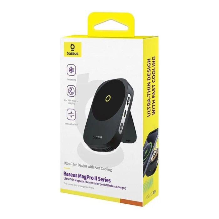 Бездротовий зарядний пристрій з кулером для мобільного Baseus MagPro II Series Ultra-Thin Magnetic Phone Cooler (Basic Edition) Cosmic Black (B10572900121-01)