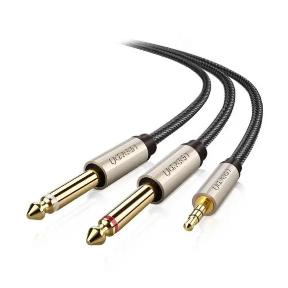 Аудіокабель UGREEN AV126 3.5mm TRS to Dual 6.35mm TS Audio Cable 2m (Gray)(UGR-10615) (UGR-10615)