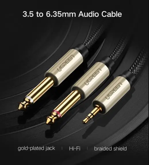 Аудіокабель UGREEN AV126 3.5mm TRS to Dual 6.35mm TS Audio Cable 2m (Gray)(UGR-10615) (UGR-10615)