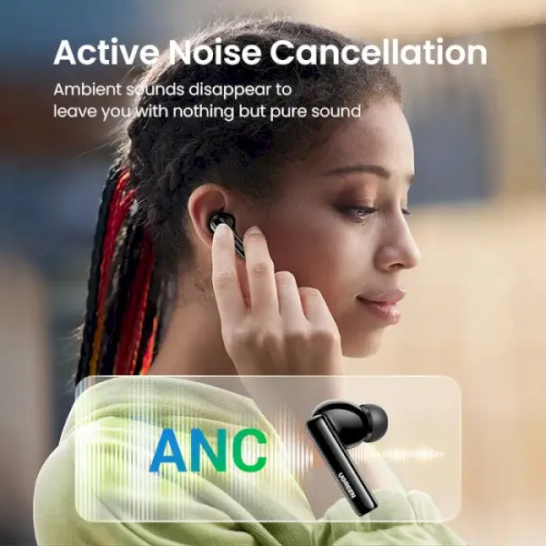 Бездротові навушники UGREEN WS106 HiTune T3 Active Noise-Cancelling Wireless Earbuds, IPX5, Black (UGR-90401) (UGR-90401)