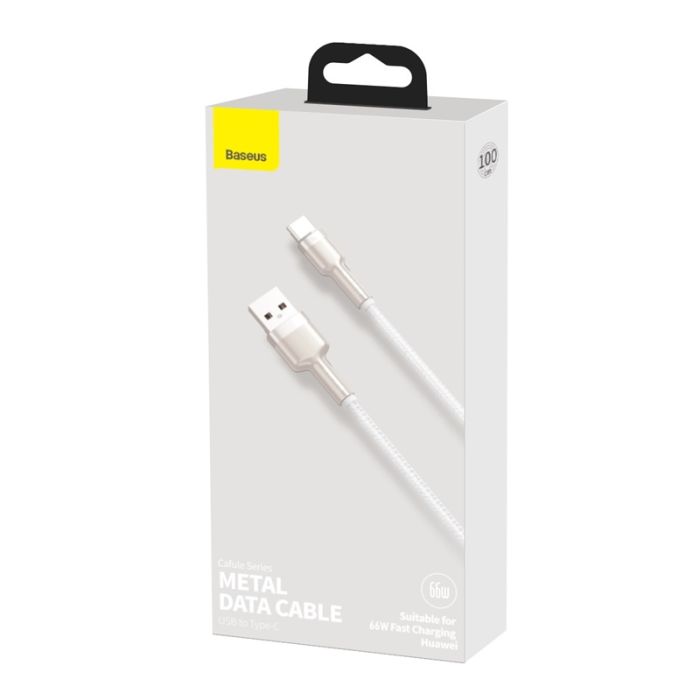 Кабель Baseus Cafule Series Metal Data Cable USB to Type-C 66W 1m White (CAKF000102)